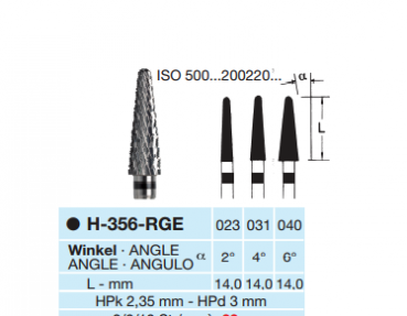 Konusfräser, Kreuzverzahnung grob  Inh. 3St.2º-4º-6º Schaftstärke 2,35mm